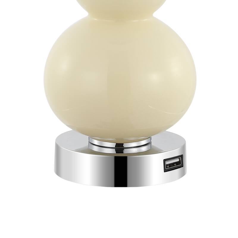 Horizon 22" Classic Vintage Glass LED Table Lamp with USB Charging Port, (Set of 2) by JONATHAN Y