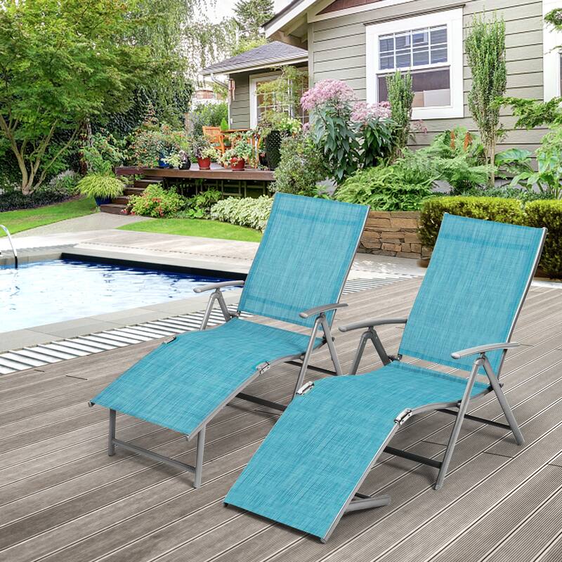 Pellebant 2PCS Adjustable Aluminum Patio Chaise Lounge Chair