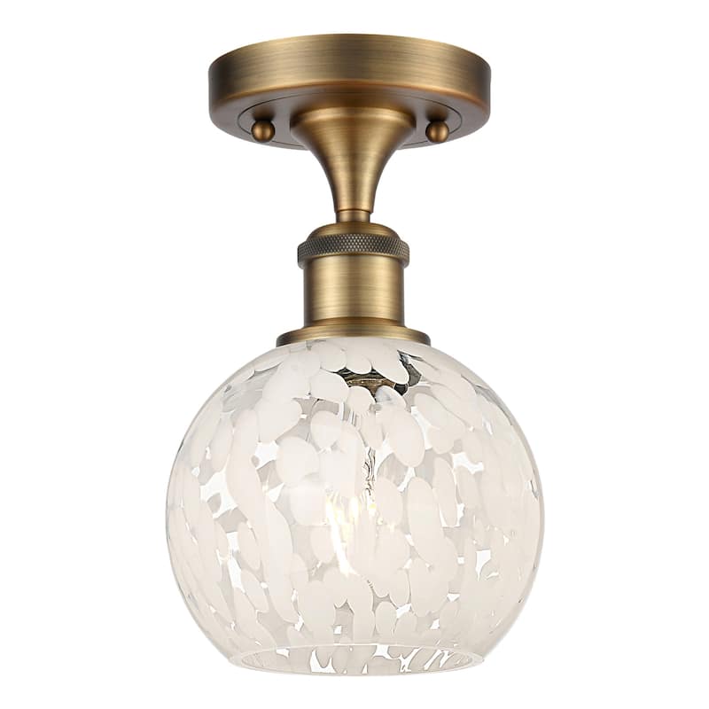 Innovations Lighting 516-1C-10-6 White Mouchette Semi-Flush White - Brushed Brass