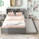 preview thumbnail 13 of 14, Full Size Solid Wood Platform Bed with Twin Trundle and Headboard Storage