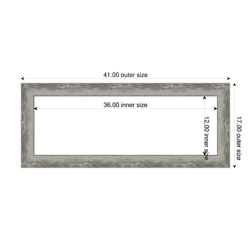 Amanti Art Waveline Silver Narrow Framed Dry Erase Magnetic Board - 41 x 17 in