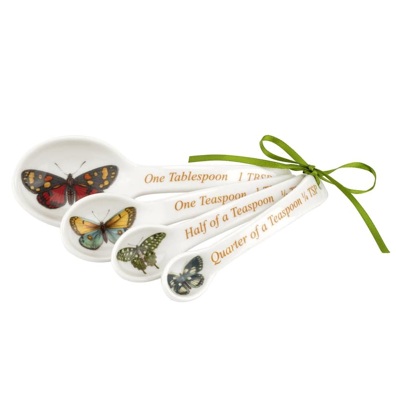 Portmeirion Botanic Garden Harmony Set of 4 Measuring Spoons - 1 Tbsp, 1 Tsp, ½ Tsp, and ¼ Tsp - 1 Tbsp, 1 Tsp, ½ Tsp, and ¼ Tsp