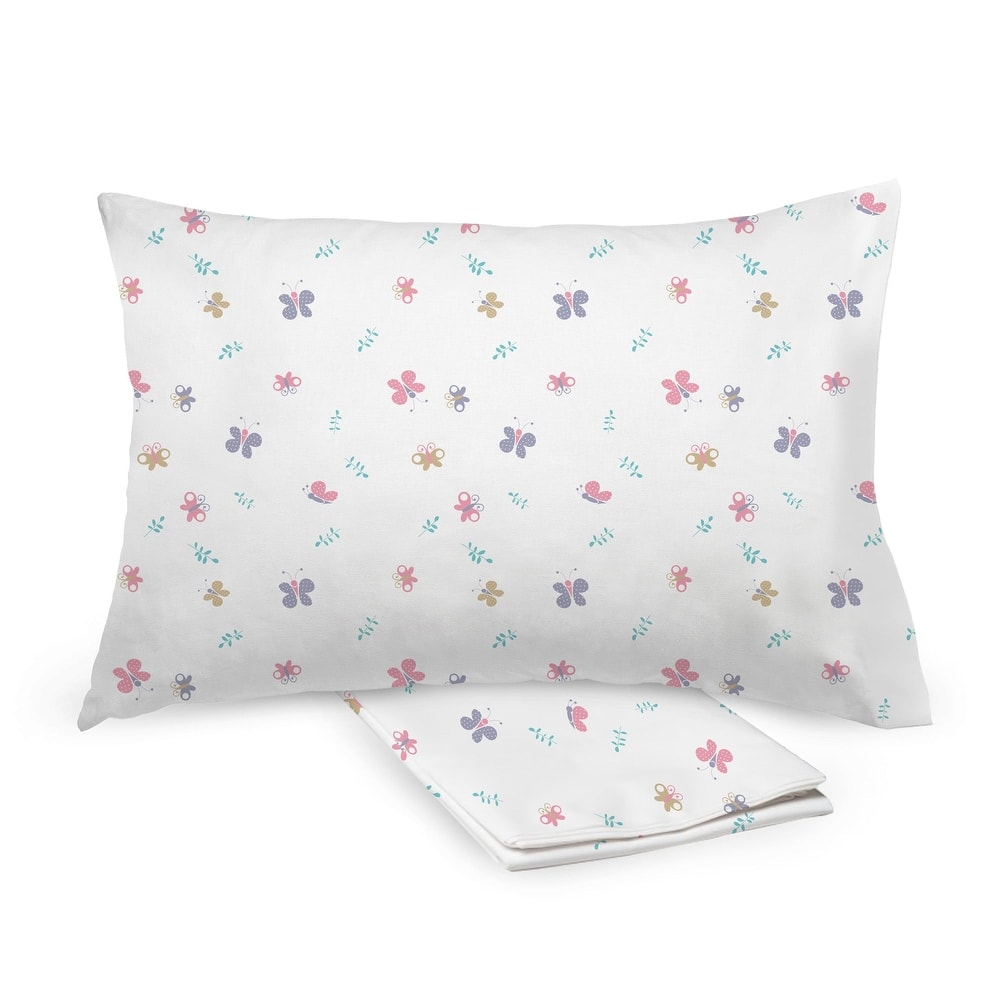 BreathableBaby Cotton Percale Pillowcase, For 13" x 18"/33 x 46 cm Toddler Pillow, Prints (2-Pack)
