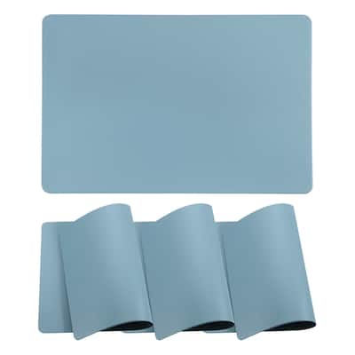 Placemats, 12 x 18 Inch PVC Heat Resistant Table Mats for Table - Blue