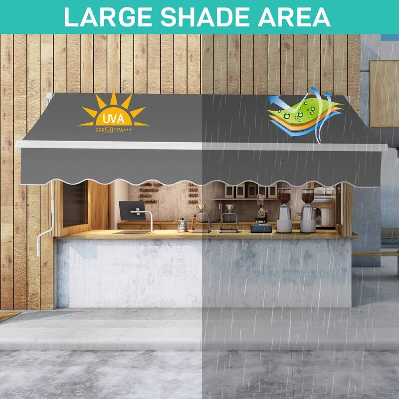 13FT x 8FT Steel Retractable Awning Sunshade Manual Open