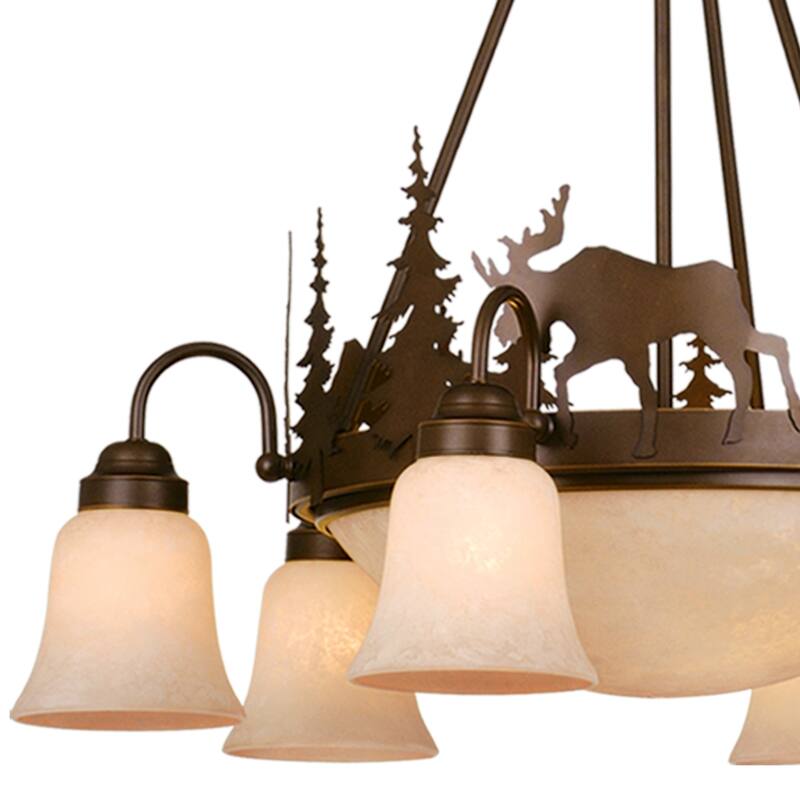 Yellowstone 9 Light Bronze Rustic Moose Chandelier - 28.5-in W x 27-in H x 28.5-in D