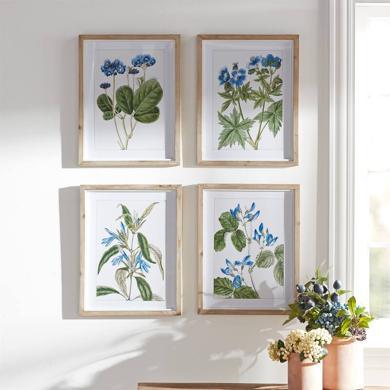 Wood Framed Floral Print (Set of 4)