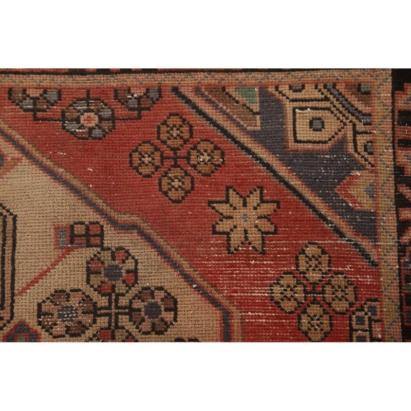 Distressed Tabriz Persian Vintage Rug Handmade Beige Wool Carpet - 3'4" x 5'0"