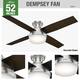 Hunter 52" Dempsey Flush Mount Ceiling Fan w/ LED Light Kit and Handheld Remote