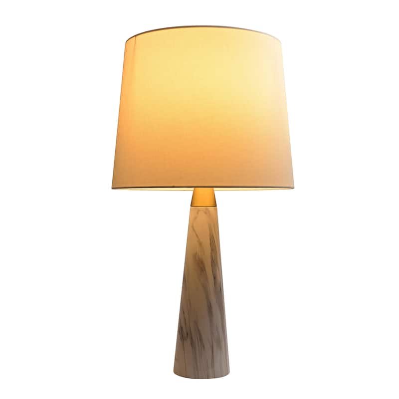 Enclave Hydro White Table Lamp with On/Off Switch Faux Marble Base Fabric Shade - Gold,White,White Marble
