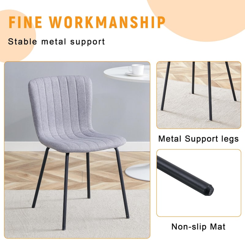 Roomfitters Minimalist Dining Chairs with Black Metal Legs, Upholstered Modern Seat Set of 4 for Interior Décor