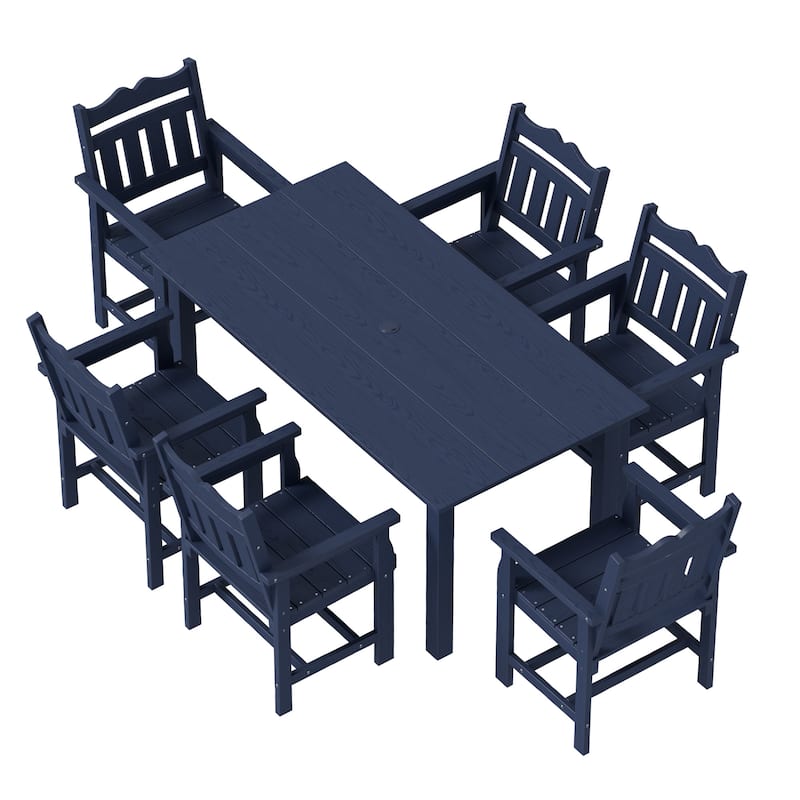 HIPS Outdoor Dining Set, Ergonomic Patio Chairs and Table(Set of 7)