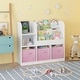 preview thumbnail 14 of 20, Kids Bookcase and Bookshelf, Multifunctional Bookcase with 3 Collapsible Fabric Drawers - White&Pink