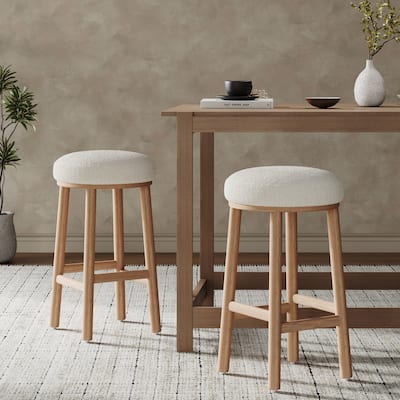 Christopher Knight Home - Riven Natural Rubberwood 27.36" Bar Stool Set
