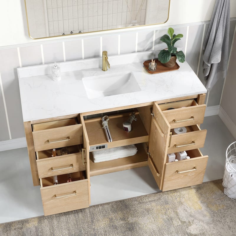 San Single Bath Vanity with Composite Stone Top without Mirror