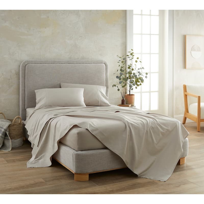 Organic Cotton Sateen Bed Sheets - 300 Thread Count - Pewter - King