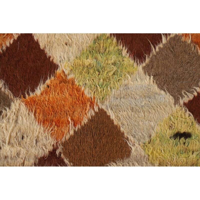 Hand Knotted Oriental 100% Wool Carpet Modern Geometric Oranges & Rust Moroccan Area Rug - 6' 4'' X 5' 2''