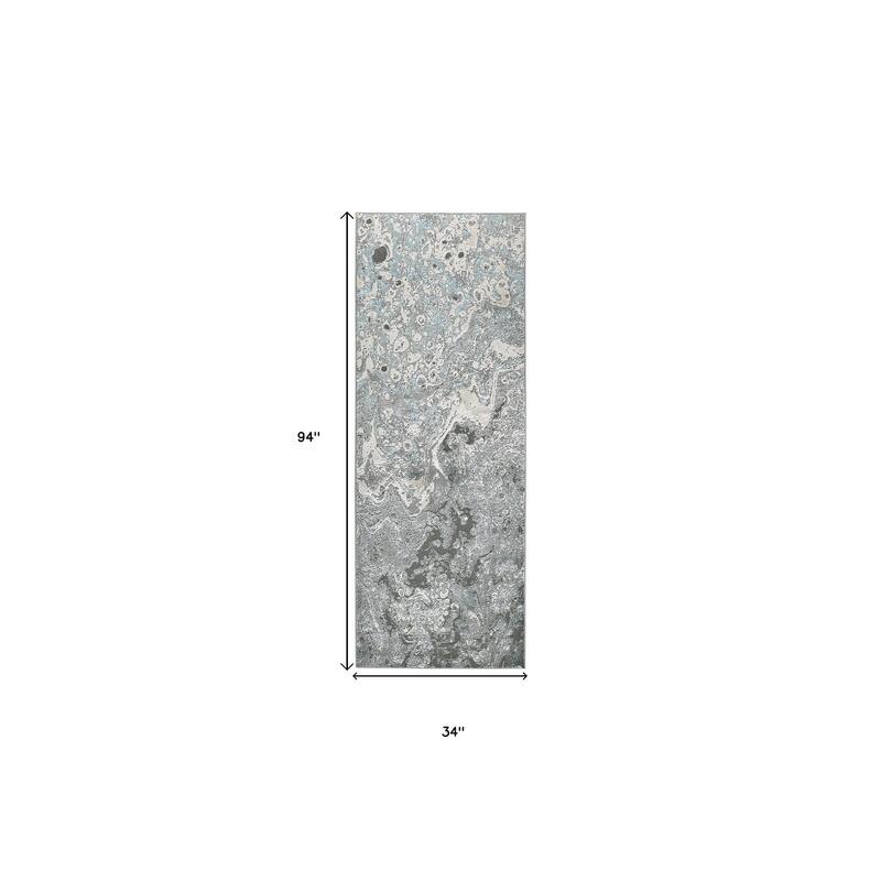Yelal Power Loomed Abstract Modern Stain Resistant Area Rug By HomeRoots - 94' X '34' X '0.39