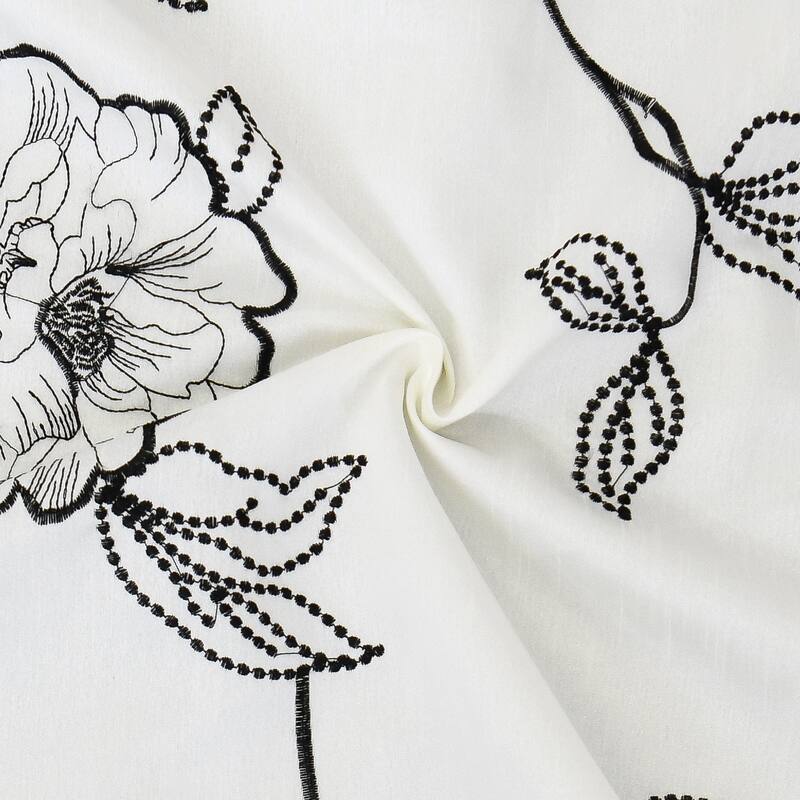 Serenta Embroidery Magnolia Curtain Panel - 54" x 96"