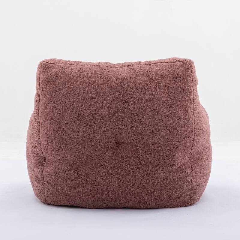 Soft Tufted Foam Bean Bag Chair With Teddy Fabric