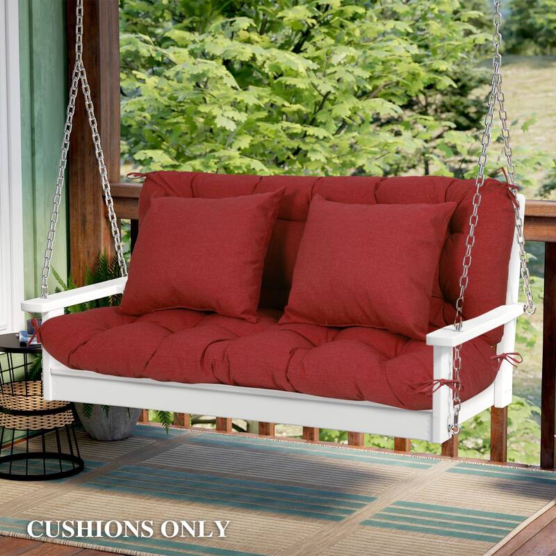 Aoodor 59" Tufted Porch Swing Cushions, Outdoor Swing Replacement Cushion 2-3 Seater with Backrest and 2 Pillows