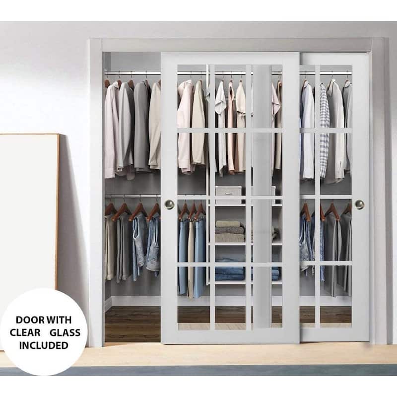 SartoDoors Felicia 3355 | Bedroom Door Interior Door | Solid Wood w/ Glass | Hardware Set | 36x80, Matte Black