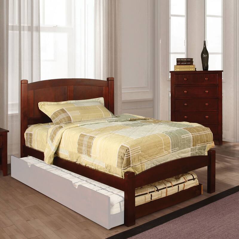 Wooden Twin Bed with Paneled Headboard in Cherry