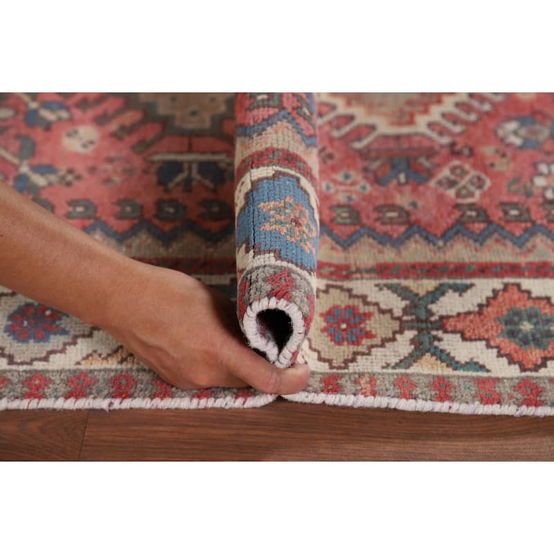 Distressed Bakhtiari Persian Vintage Runner Rug Handmade Wool Carpet - 3'5" x 9'10"