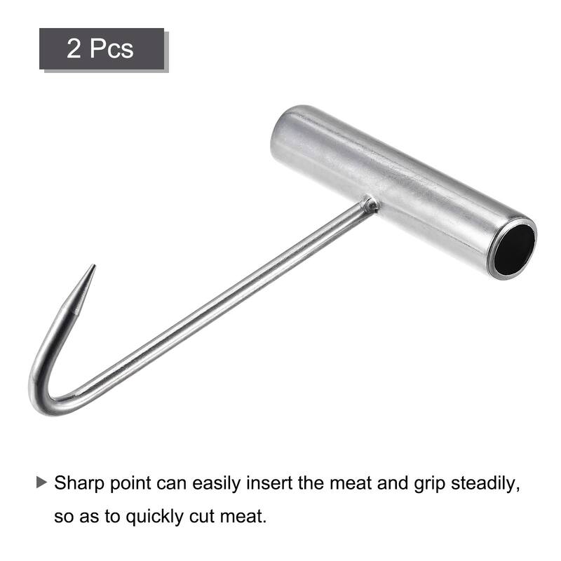T-Handle Meat Boning Hook, Stainless Steel T Hooks for Kitchen - Silver Tone