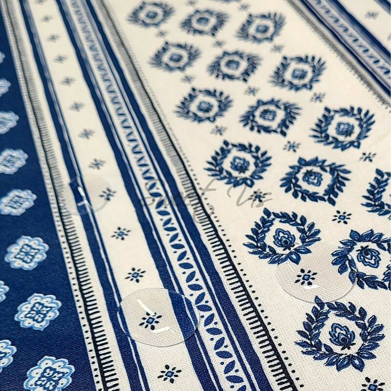 Wipeable Stain Resistant French Chateau Cotton Floral Tablecloth