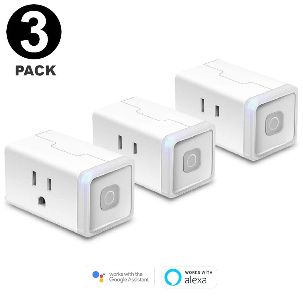 3pk Voice Control WiFi Smart Plug Outlet Smart Home Work w/ Alexa & Google Home - White