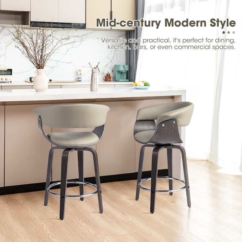 Glitzhome Set of 2 or 4 Modern Counter & Bar Height Wooden Swivel Bar Stools