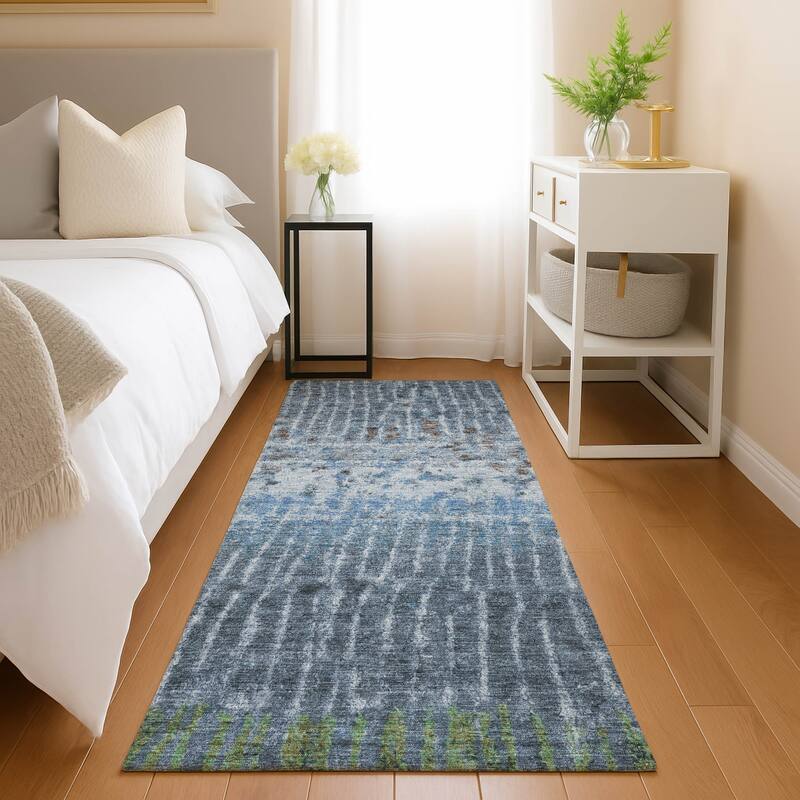 Machine Washable Indoor/ Outdoor Boho Modern Chantille Rug
