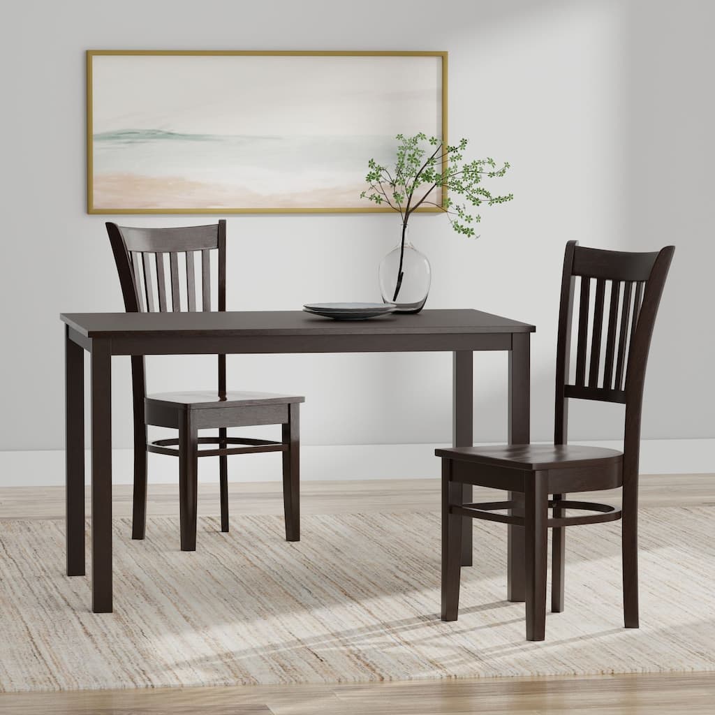 3-Piece Dining Set, 48" Rectangle Wood Table and Spindle Chairs