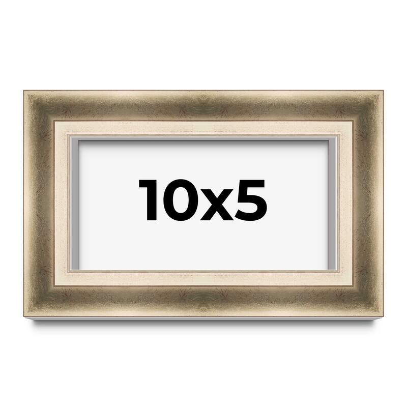 10x5 Shadow Box Frame Silver | 1.75 inches Deep Real Wood Traditional