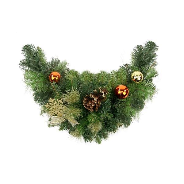 Shop 24 Pre Decorated Copper And Gold Ball Ornaments And Bows Artificial Christmas Swag Unlit Overstock 18867090