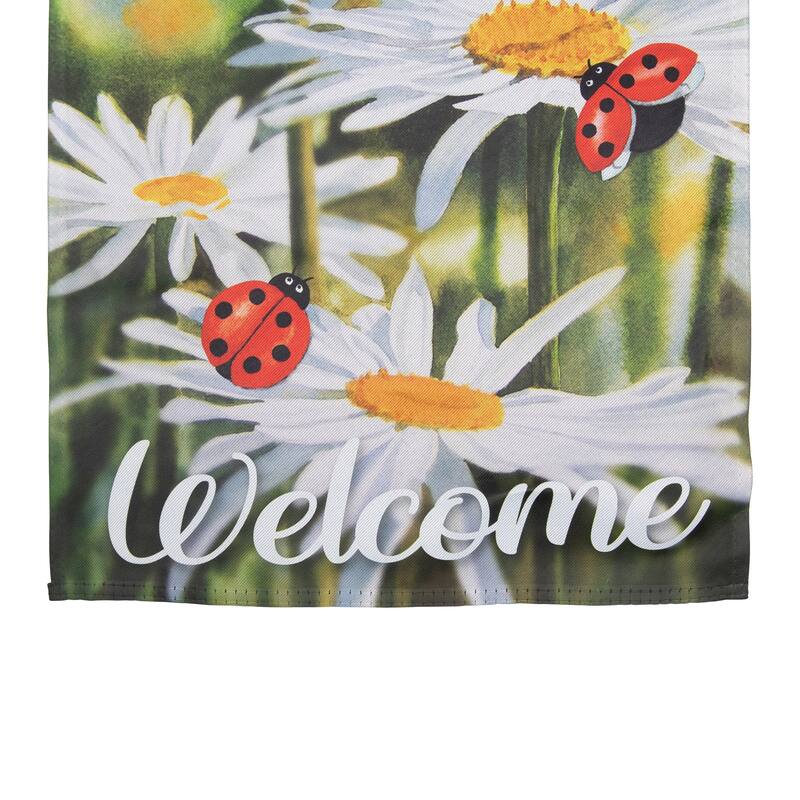 Welcome Ladybug and Daisy Outdoor Garden Flag 12.5" x 18"