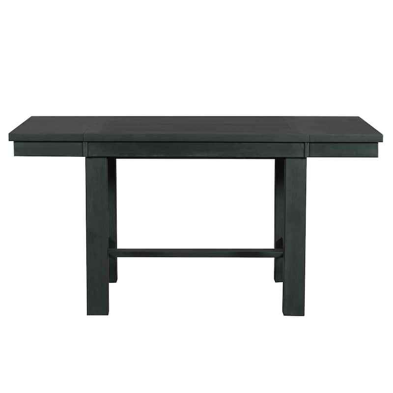 82inch 6-Piece Extendable Dining Table with Footrest, 4 Upholstered Dining Chairs and Dining Bench, Two 11"Removable Leaf