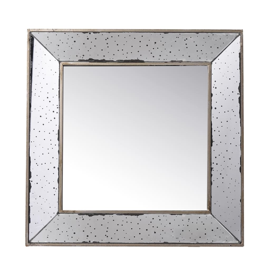 HomeRoots 18" Wall Mounted Vintage Style Glass Frame Accent Mirror - 26.2