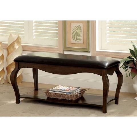 Furniture of America Loss Rustic Oak Faux Leather Accent Bench