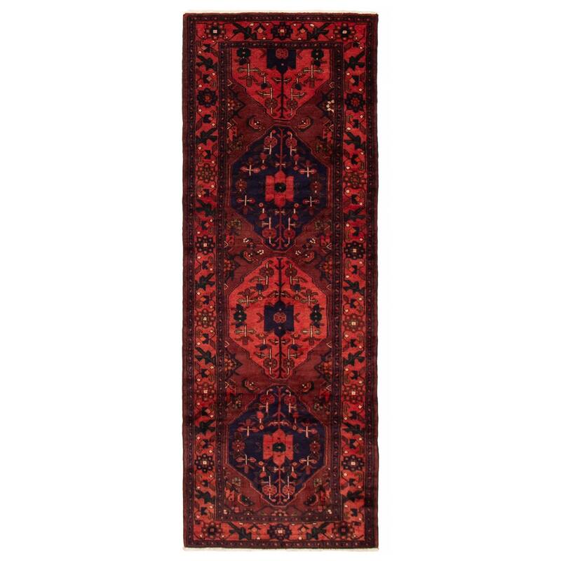ECARPETGALLERY Hand-knotted Anadol Red Wool Rug - 3'6 x 9'4 - Dark Red - 3'6 x 9'4