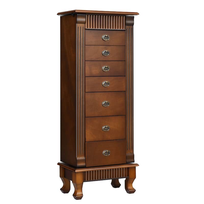 Costway Jewelry Cabinet Armoire Box Storage Chest Stand Organizer Wood - See Details