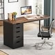 preview thumbnail 18 of 36, 47-inch Computer Desk with 5-drawer, Wood and Metal Writing Desk for Study Living Room Brown+Black