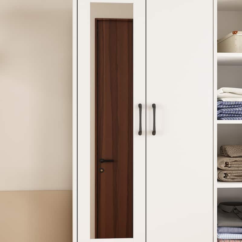 Wardrobe Closet Armoire Mirror Scalable Hanging Rod Storage Dresser