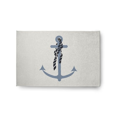 Anchor and Rope Nautical Chenille Rug
