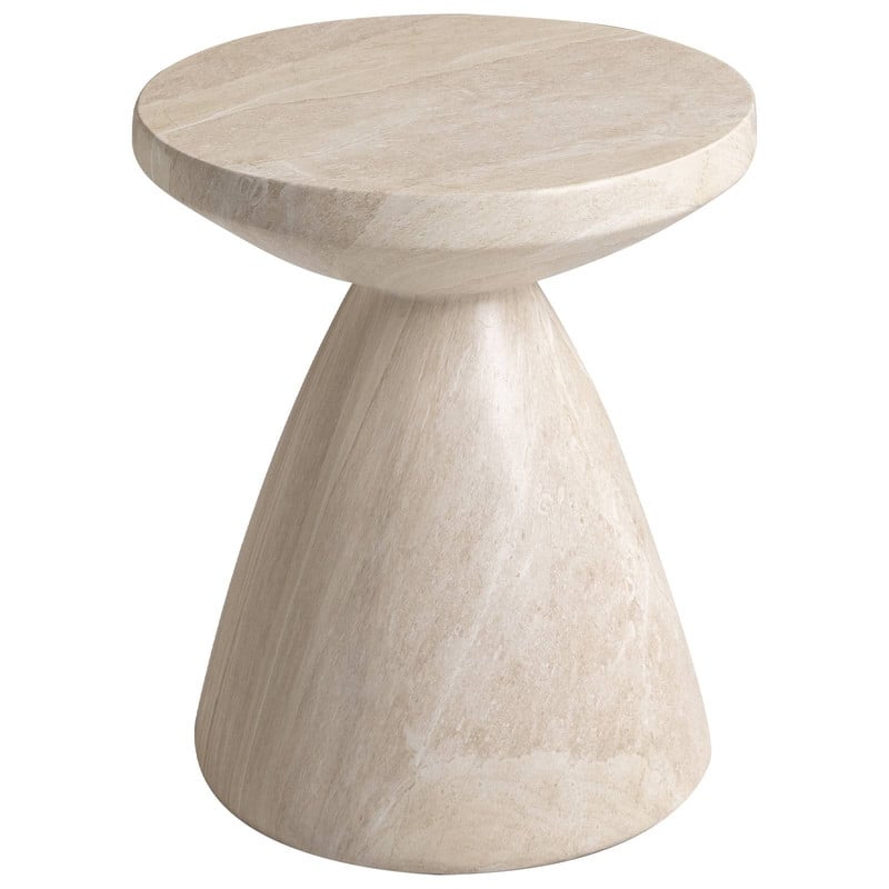 Dune 17-Inch Round Side Table in Fiberstone Accent End Table for Indoor and Outdoor Patio Use - Stone Marble