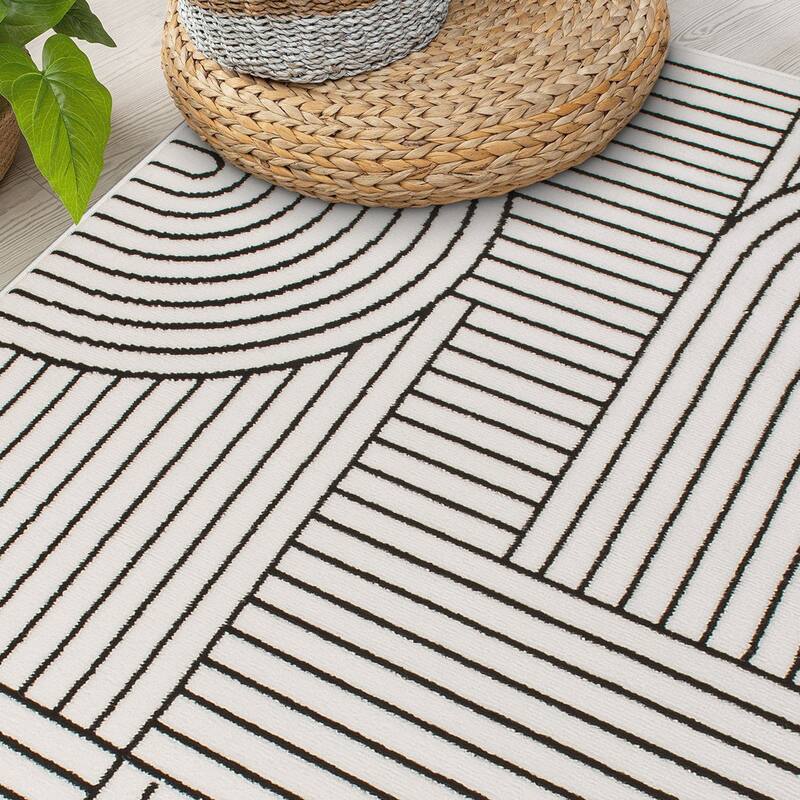 World Rug Gallery Contemporary Stripe Arch Design Area Rug