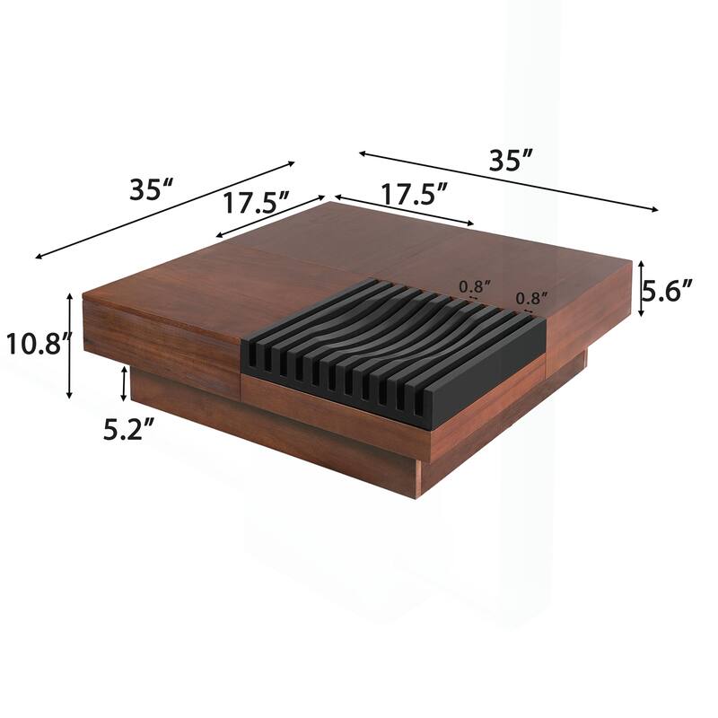 Charming Italian Retro-Inspired Acacia Wood Coffee Table with Storage