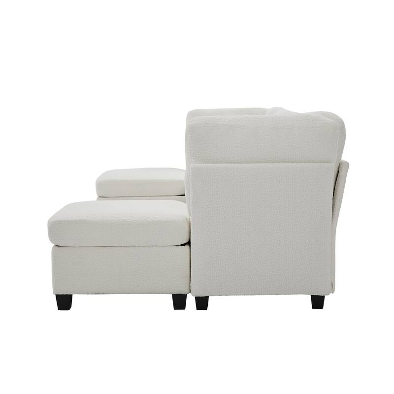 Modular Sleeper Sofa Bed U-shaped Sectional Couches with Hidden Storage Seat and Ottomans, Freely Combinable Chaise Lounge Sofa