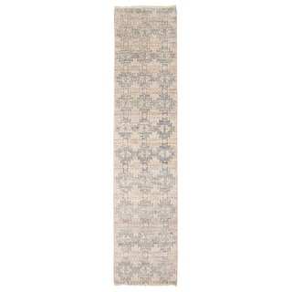 ECARPETGALLERY Hand-knotted Mystique Light Grey Wool Rug - 2' 7" x 11' 11"